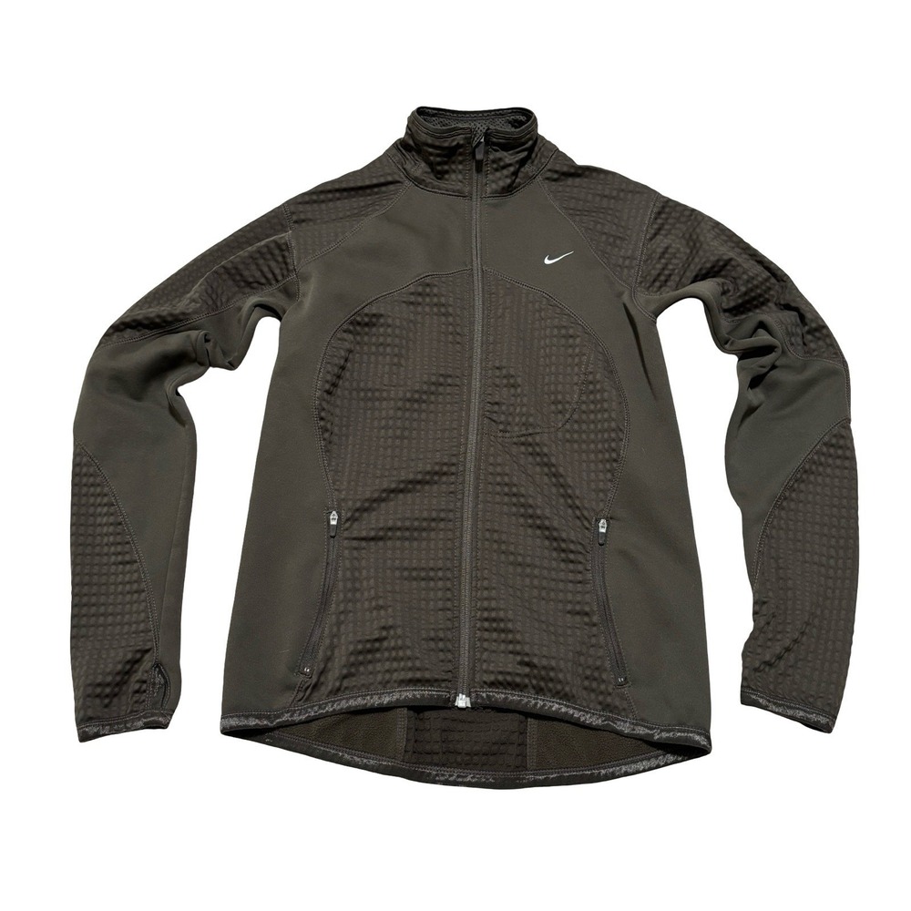 Nike Sphere Fit Therma Full Zip Running Jacket Brown Size Small 16.5 x 26